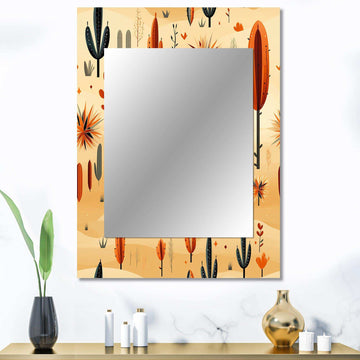 Cactus Desert Dreams Boho Pattern - Floral Wall Mirror